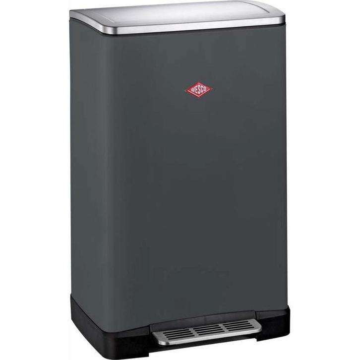 Wesco Big Double Boy 2x 18L prullenbak - Grafiet Mat, Huis en Inrichting, Woonaccessoires | Prullenbakken, Nieuw, Metaal, 50 tot 75 cm