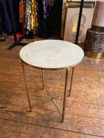 Bijzettafel Messing Marmer - Zo Goed Als Nieuw, Huis en Inrichting, Tafels | Bijzettafels, Ophalen, Minder dan 55 cm, Metaal of Aluminium