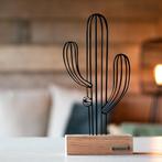 Metalen cactus op houten voet, Huis en Inrichting, Woonaccessoires | Overige, Nieuw, Woondecoratie, Ophalen