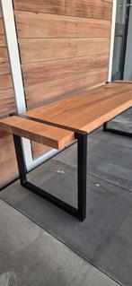 Massief houten bank met metaal eettafel bankje, Huis en Inrichting, Stoelen, Ophalen, Bruin, Zo goed als nieuw, Eén