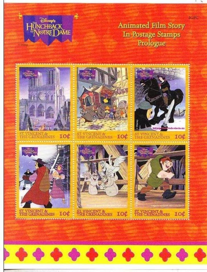 DISNEY – Hunchback of Notre Dame = bl. v st-VINCENT-H3, Postzegels en Munten, Postzegels | Thematische zegels, Postfris, Overige thema's