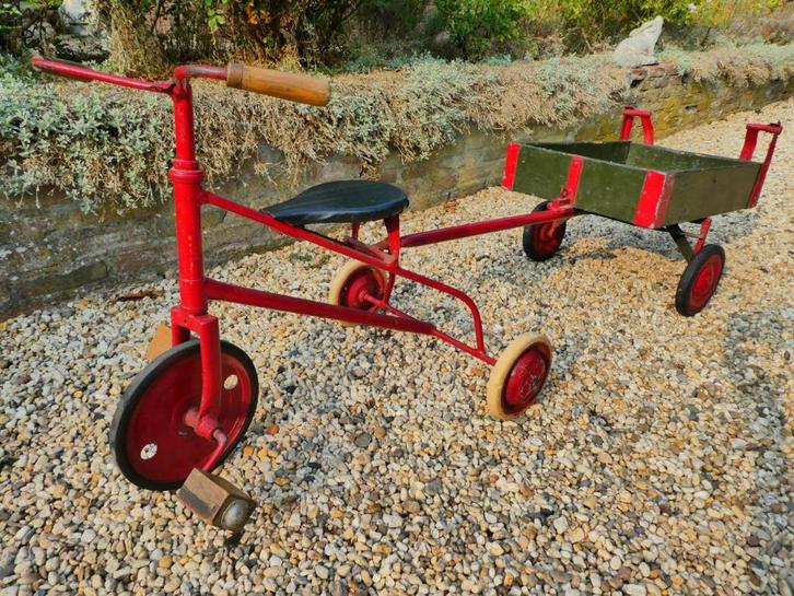 Uniek oude kinderfiets met kiepwagentje authentiek, Fietsen en Brommers, Fietsen | Driewielers, Gebruikt, Ophalen of Verzenden