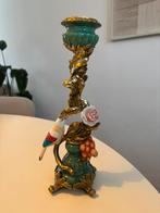Kandelaar met vogel - turquoise/goud, Huis en Inrichting, Overige materialen, 25 tot 50 cm, Blauw, Ophalen of Verzenden