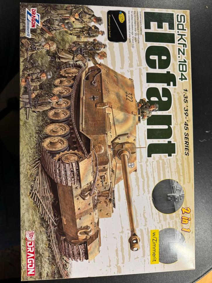 Dragon 1/35 Sd.Kfz.184 Elefant 2 in 1, Hobby en Vrije tijd, Modelbouw | Auto's en Voertuigen, Nieuw, Tank, 1:32 tot 1:50, Ophalen of Verzenden