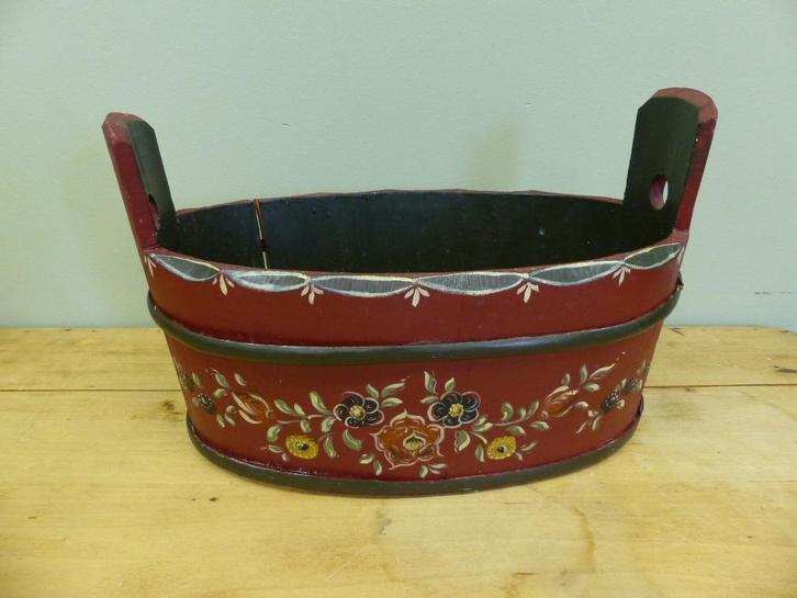 Vintage volkskunst Hindelooper bak ton *Couleur Brocante*, Antiek en Kunst, Curiosa en Brocante, Ophalen of Verzenden
