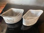 2 antieke gootsteen bakjes zeepbakjes zeef, Ophalen of Verzenden