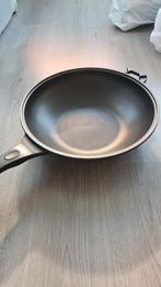 Wokpan 34 cm - Inductie, Ophalen, Gebruikt, Gietijzer, Keramische plaat