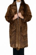 Vintage bontjas ECHT – Chevronpatroon – Nertsen (?), Ophalen of Verzenden, Zo goed als nieuw, Maat 38/40 (M), Bruin