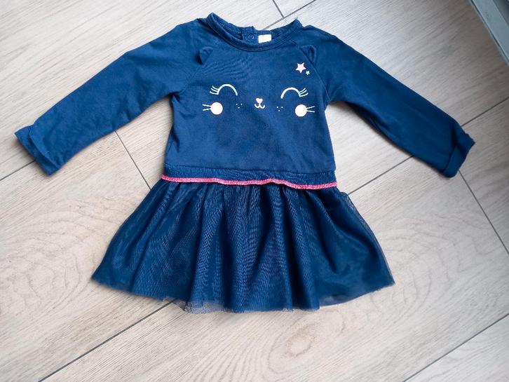 K274 Blauw jurkje Baby Club maat 86, Kinderen en Baby's, Babykleding | Maat 86, Zo goed als nieuw, Meisje, Jurkje of Rokje, Ophalen of Verzenden