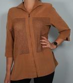 Surprise Zip-Front Blouse – Camel, Faux-Suede + Knit Panels, Surprise, Bruin, Verzenden, Maat 42/44 (L)