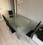 Gratis: Glazen tafel + 5 stoelen, Ophalen, Gebruikt, 100 tot 150 cm, Glas