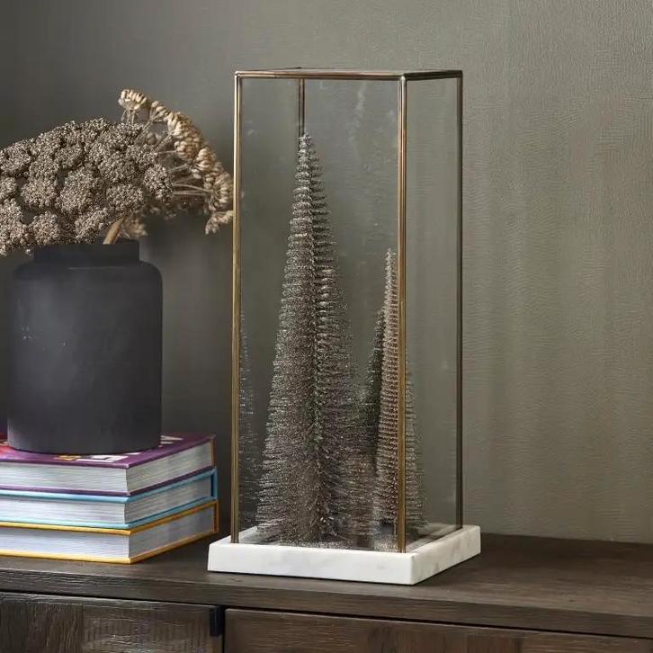 Riviera Maison Cecile  stolp marmer goud glas 2 stuks Nieuw, Huis en Inrichting, Woonaccessoires | Stolpen, Zo goed als nieuw