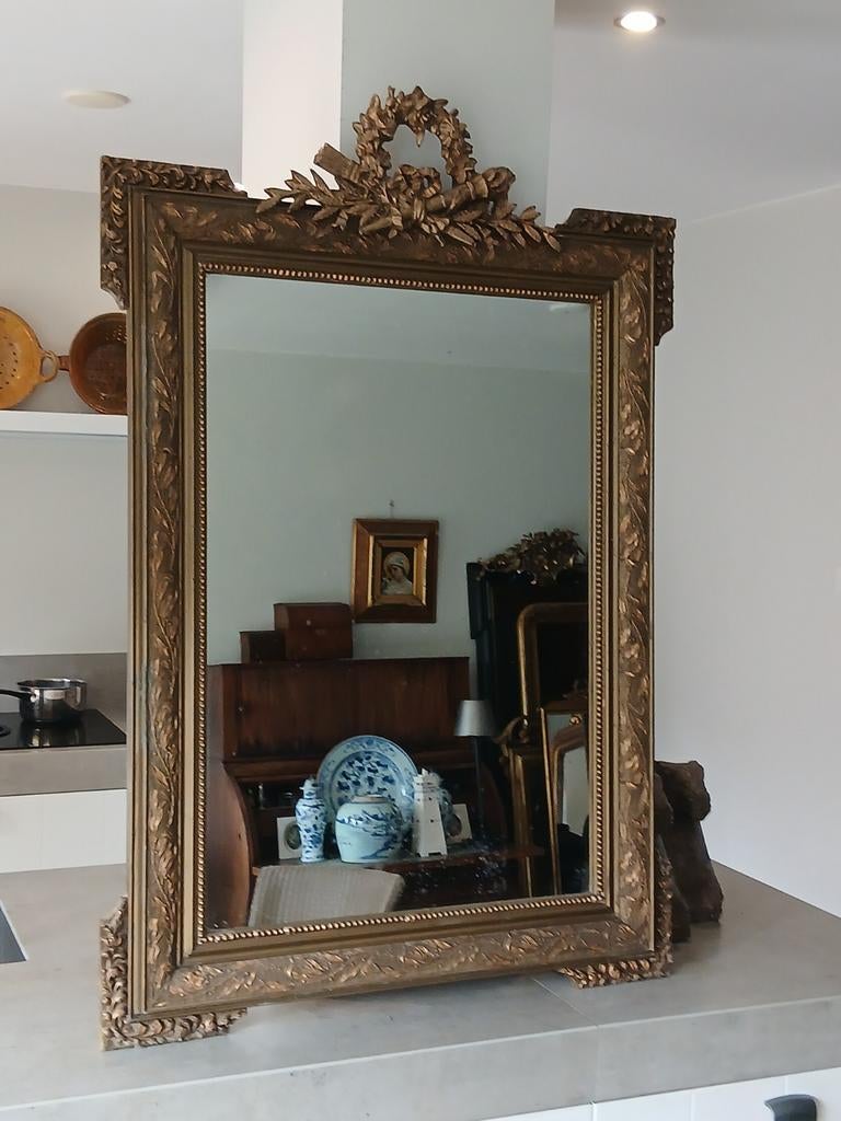 Stijlvolle Antieke Franse Spiegels Kuifspiegels, Antiek en Kunst, Ophalen, Rechthoekig, Minder dan 50 cm