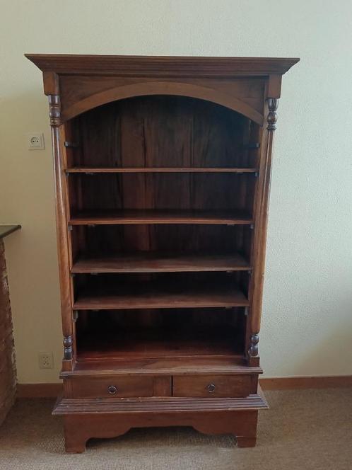 Hardhouten boekenkast, Huis en Inrichting, Kasten | Boekenkasten, Gebruikt, 50 tot 100 cm, 150 tot 200 cm, 25 tot 50 cm, Met lade(s)