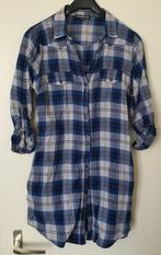 Blauw geruit overhemd / lange blouse / hemdjurk, Maat 38/40 (M), Blauw, Ophalen of Verzenden, Gedragen