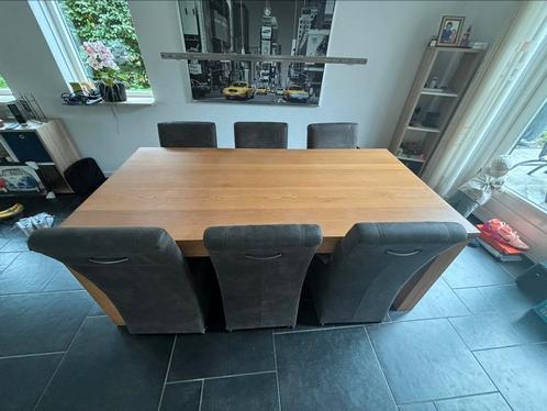 6 eetkamerstoelen met handgreep en wieltjes, Huis en Inrichting, Stoelen, Gebruikt, Vijf, Zes of meer stoelen, Stof, Grijs, Ophalen