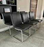 4/6/8/10 zwart leder Henders & Hazel design stoel rvs frame, Huis en Inrichting, Stoelen, Ophalen, Henders en Hazel, Zo goed als nieuw