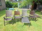 HERLAG tuinstoelen, massief hout. 2 laag+1 hoog+ 1 ligstoel,, Ophalen, 4 zitplaatsen, Gebruikt, Stoel