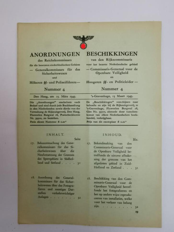 Beschikkingen Politie - ww2 1943 [Razzia] - Holocaust NSB, Verzamelen, Militaria | Tweede Wereldoorlog, Overige soorten, Boek of Tijdschrift