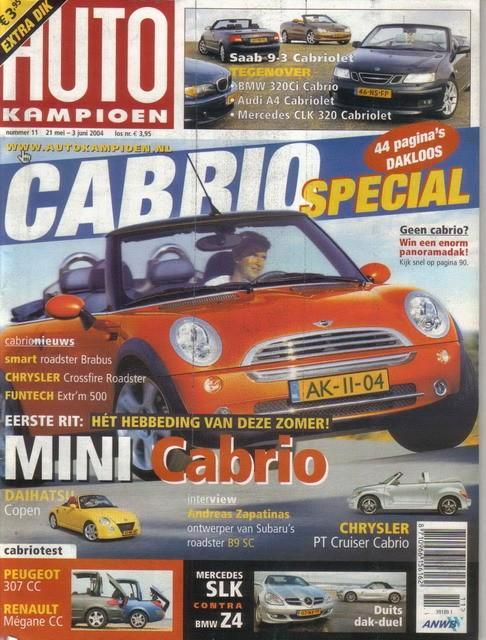 Autokampioen 11 2004 : Daihatsu Copen - Mini Cooper Cabrio, Boeken, Auto's | Folders en Tijdschriften, Gelezen, Algemeen, Ophalen of Verzenden