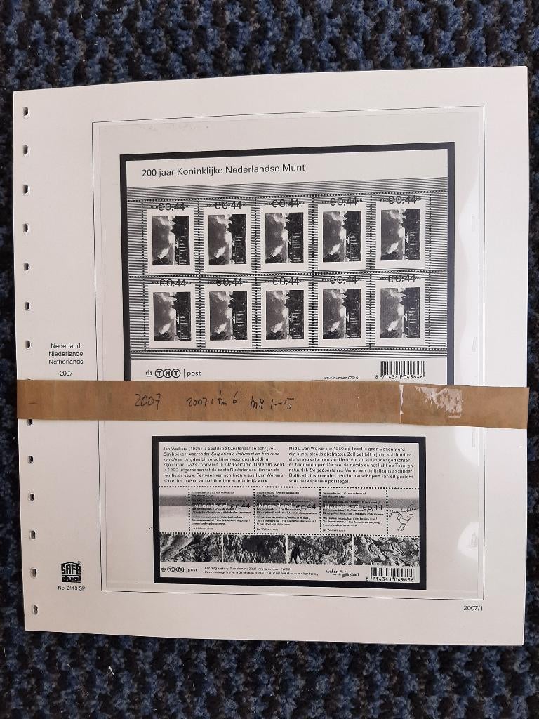 SAFE - dual albumbladen Nederland Velletjes 2007 1 t/m 6., Postzegels en Munten, Ophalen of Verzenden, Verzamelalbum