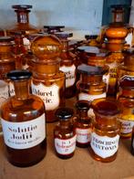 Oude antieke apothekersfles pharma bottle geëmailleerd label, Ophalen of Verzenden