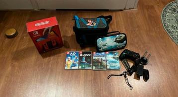 Nintendo Switch OLED Mario Red Edition + 4 games en 2 tassen beschikbaar voor biedingen
