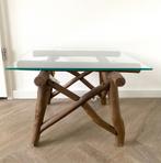 Rivièra Maison salon tafel , bijzet tafel glas hout, Huis en Inrichting, Tafels | Sidetables, Ophalen, 50 tot 100 cm, Rond, 25 tot 50 cm