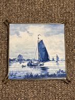 Delfts blauw tegeltableau met zeilboot, Ophalen of Verzenden