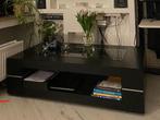 Zwarte Salontafel met Glazen Blad, Ophalen, Gebruikt, 100 tot 150 cm, Glas