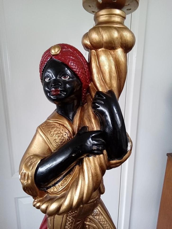 Italiaanse Blackamoor Lamp met Pilaar, Huis en Inrichting, Lampen | Vloerlampen, Ophalen