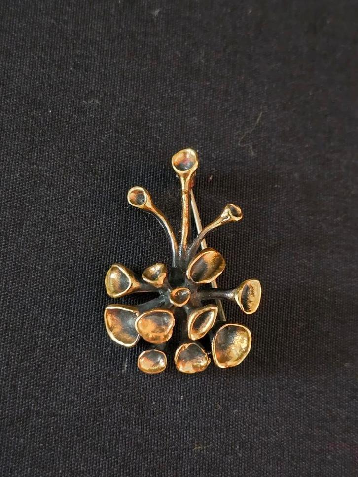 Mooie Broche, Hannu Ikonen, Finland brons, rendiermos design, Sieraden, Tassen en Uiterlijk, Broches, Gebruikt, Overige materialen