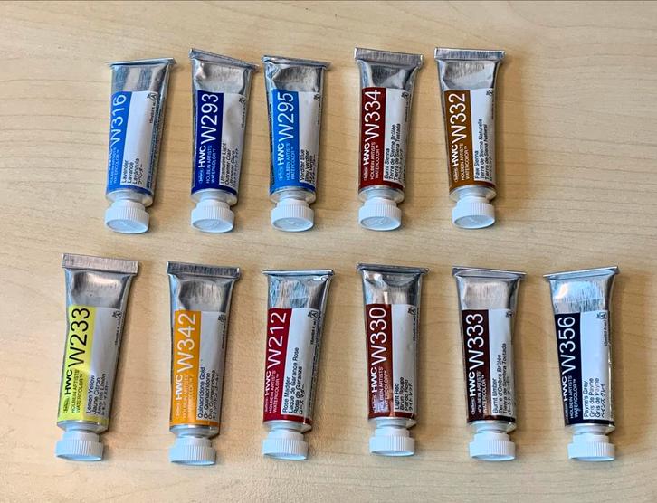 Holbein aquarelverf - 11 tubes van 15 ml !, Hobby en Vrije tijd, Schilderen, Zo goed als nieuw, Ophalen of Verzenden