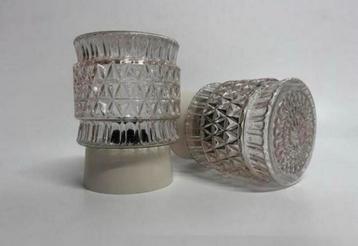 Mid Century plafondlamp helder glas lichte rosé roze gloed beschikbaar voor biedingen
