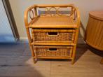 Vintage retro rotan rieten ladekast kast met 2 laden, Huis en Inrichting, Kasten | Ladekasten, Ophalen, Minder dan 50 cm, Zo goed als nieuw