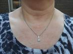 Zilveren ketting met heldere steen hanger nr.1420, Met hanger, Verzenden, Zo goed als nieuw, Zilver