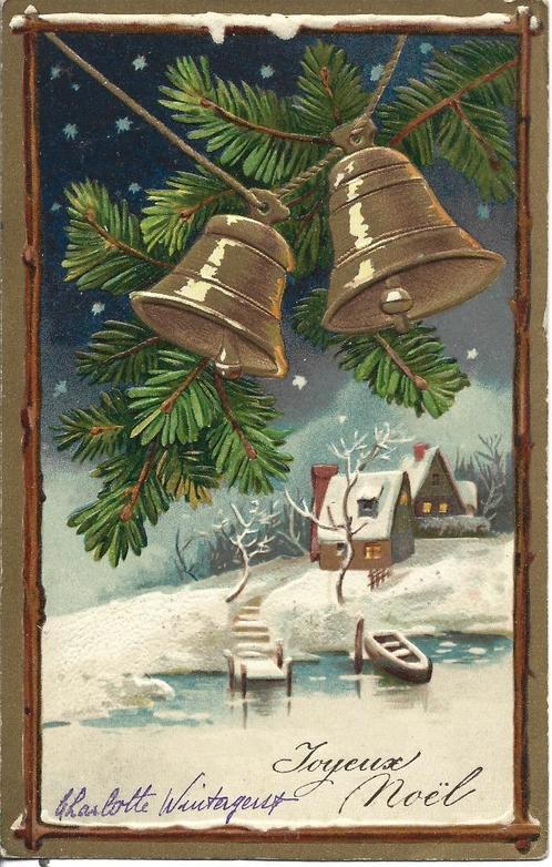 Antiek uit 1903*Goudopdruk*Landschap*Brocante*Relief*Sneeuw, Verzamelen, Ansichtkaarten | Themakaarten, Gelopen, Voor 1920, Feest(dag)