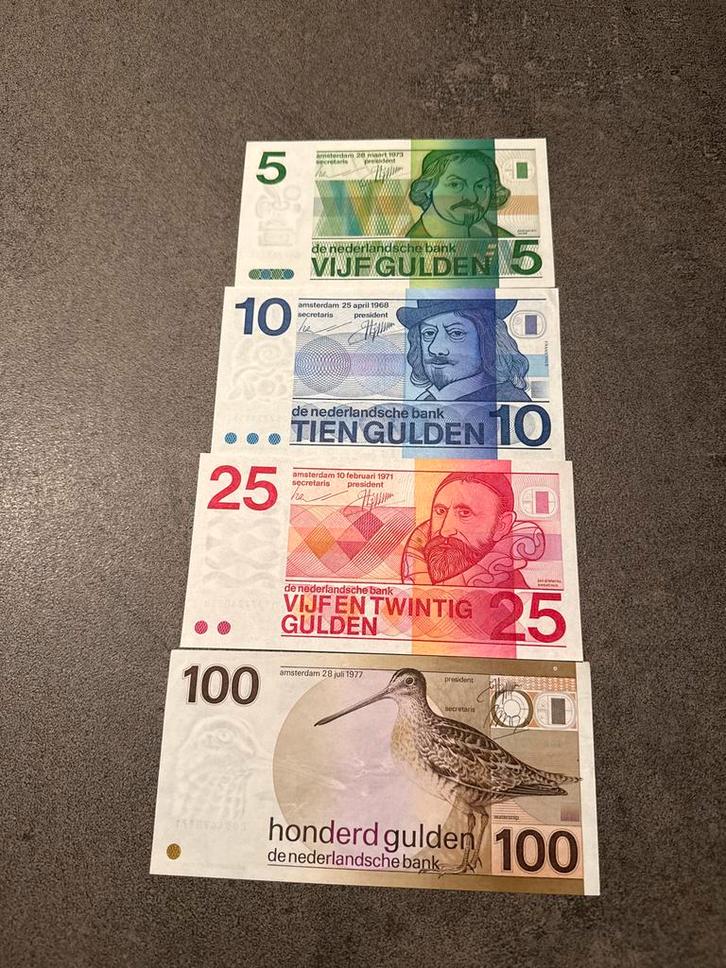 Oude Nederlandse Bankbiljetten Set, Postzegels en Munten, Munten | Nederland, Setje, 5 gulden, Koningin Juliana, Ophalen of Verzenden
