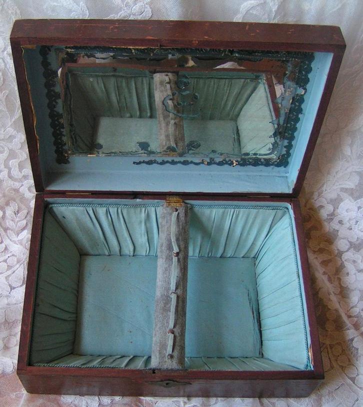 antieke beklede sieraden kist nr HH 567, Antiek en Kunst, Antiek | Woonaccessoires, Verzenden