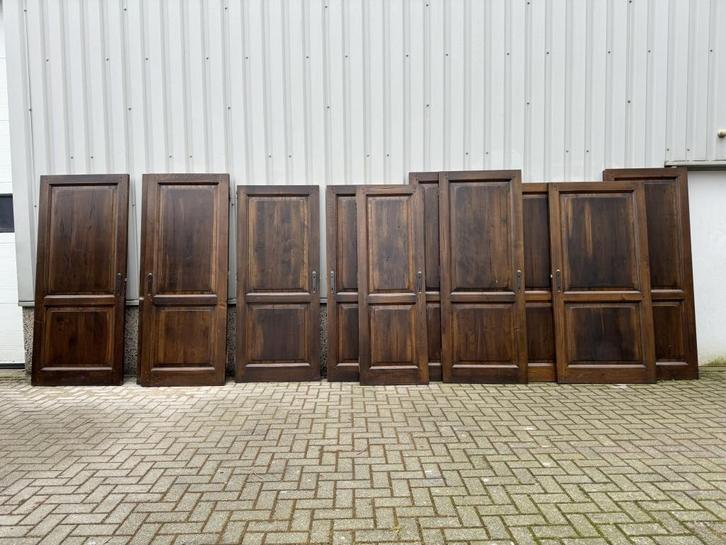 11 stuks antieke eiken deuren, Doe-het-zelf en Verbouw, Deuren en Horren, Zo goed als nieuw, Binnendeur, 200 tot 215 cm, Hout