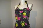 King Louie stretch jurk bloemen print halter model S, Kleding | Dames, Jurken, Verzenden, Zo goed als nieuw, Knielengte, King Louie