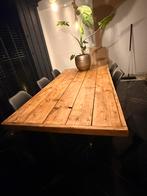 Eetkamerset: Grote tafel + 6 stoelen, Kunststof, Gebruikt, Zwart, Ophalen of Verzenden