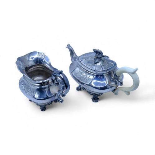 Zilveren theepot en melkkan, Bonebaker 1857, Antiek en Kunst, Antiek | Goud en Zilver, Zilver, Ophalen of Verzenden