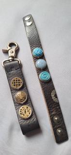 noosa Amsterdam zwartbruine ler chunk armband en tas hanger, Ophalen of Verzenden, Gebruikt, Blauw, Leer