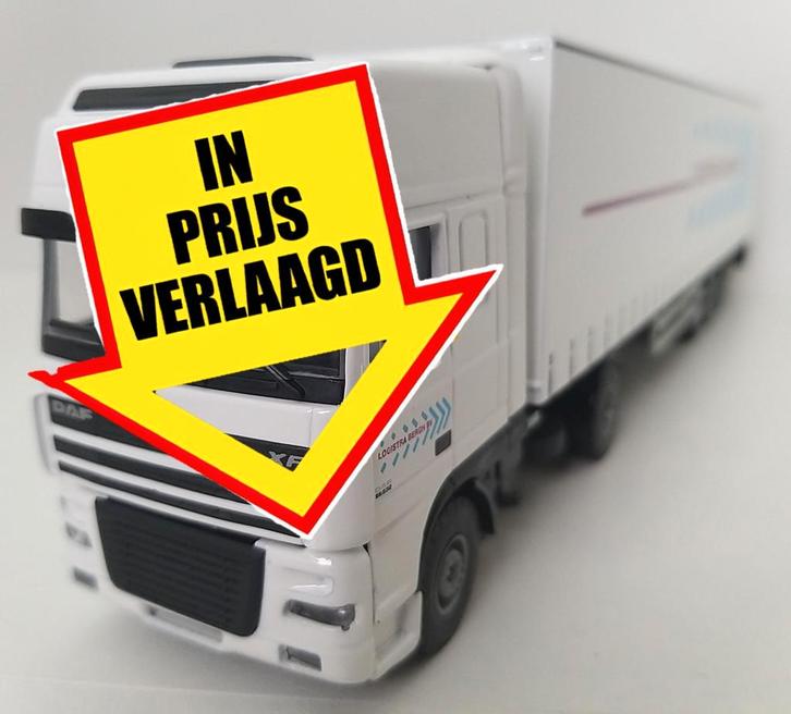 DAF 95Xf SSC trekker met schuifzeilenoplegger "Bergh", Hobby en Vrije tijd, Modelauto's | 1:50, Nieuw, Bus of Vrachtwagen, Lion Toys