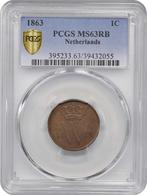 Nederland - 1 cent 1863 MS63RB - Willem 3, Koning Willem III, 1 cent, Losse munt, Verzenden