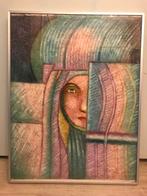 Vintage B Long Cocos Schilderij., Antiek en Kunst, Kunst | Schilderijen | Abstract, Ophalen of Verzenden