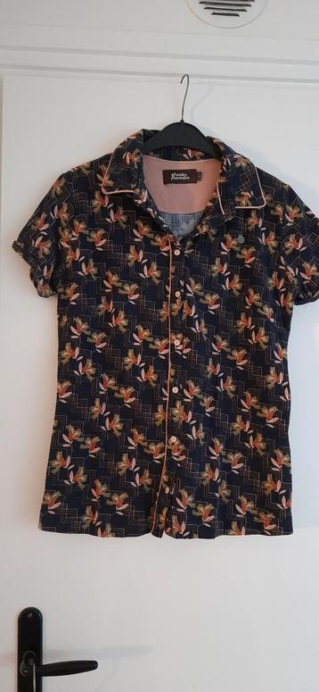 Donkerblauw met bloemen shirt van 4funkyflavours maat L beschikbaar voor biedingen