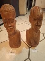 Houten Afrikaanse Beelden - Set van 2, Ophalen of Verzenden