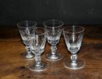 4 Antieke sherry glazen, Antiek en Kunst, Antiek | Glas en Kristal, Ophalen of Verzenden